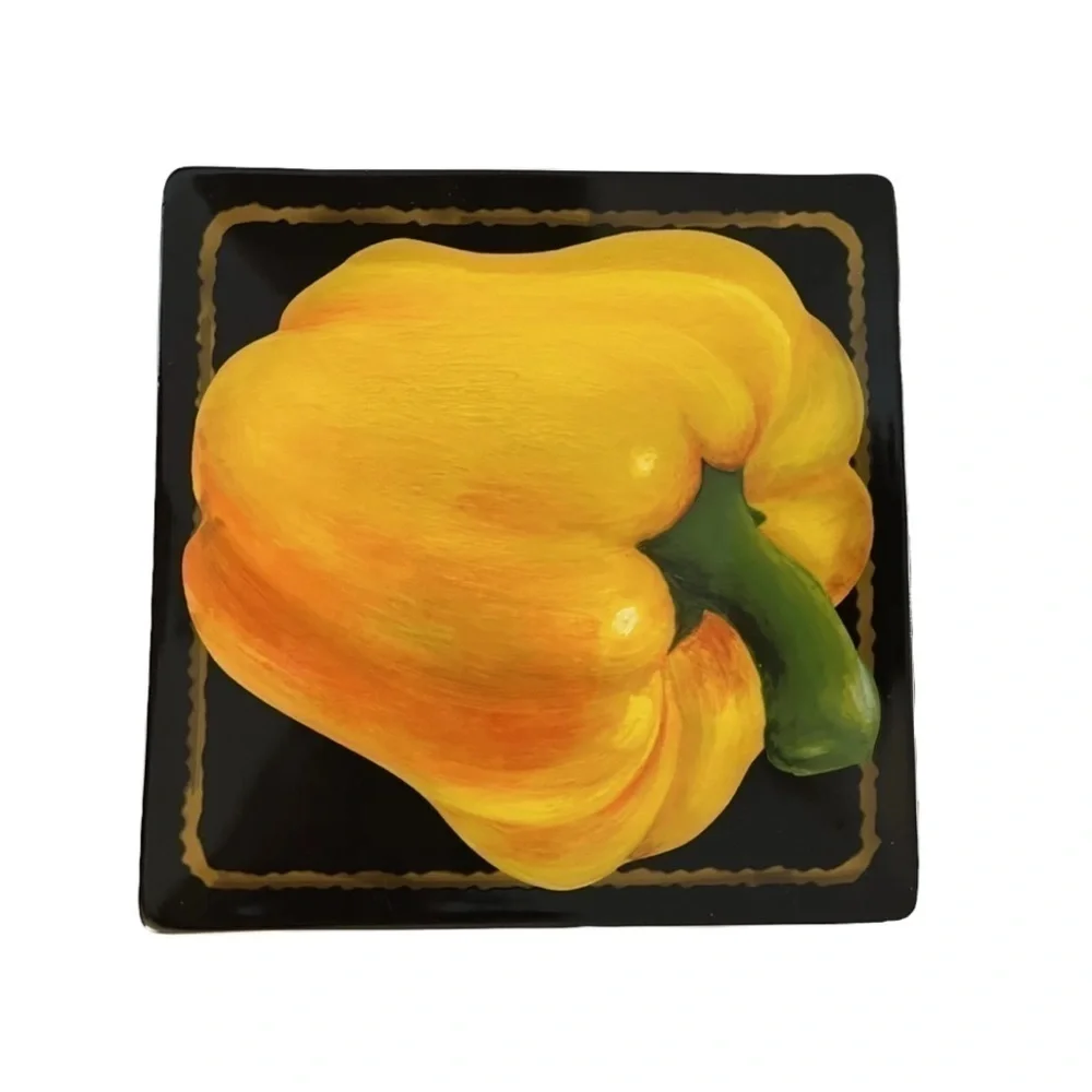HARRY & DAVID Vintage Vegetables 4 Square Salad Plates 8